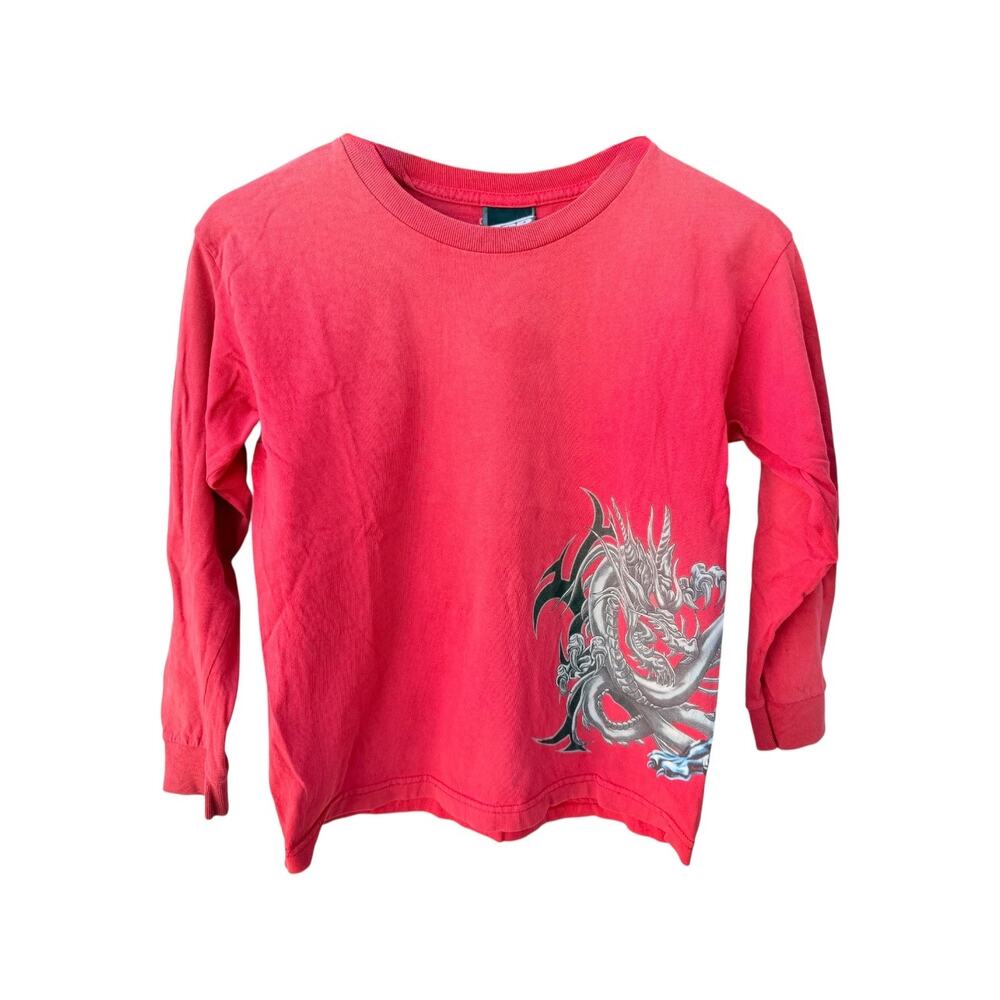 Starter Long Sleeve Shirt Mens Medium Red Graphic Dragon Shirt - Picture 1 of 7